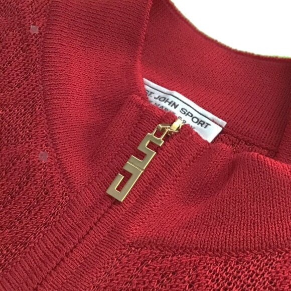 St John Sport Vintage Red Wool Blend Clear Sequins Embellishment Sweater - Picture 9 of 13